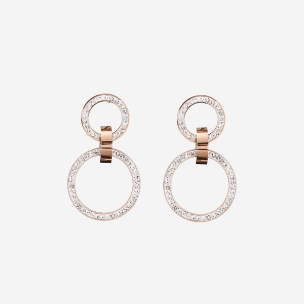 Gloria Posh Zirconia Double Circle Drop Earrings