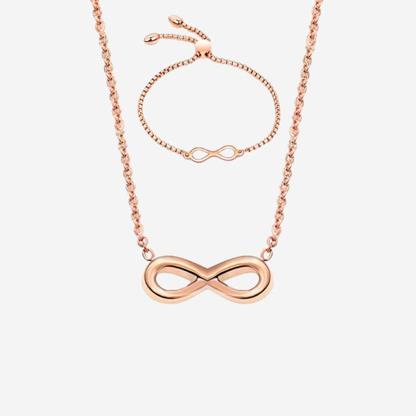 Infinity Endless Love Necklace with Bracelet Gift Bundle