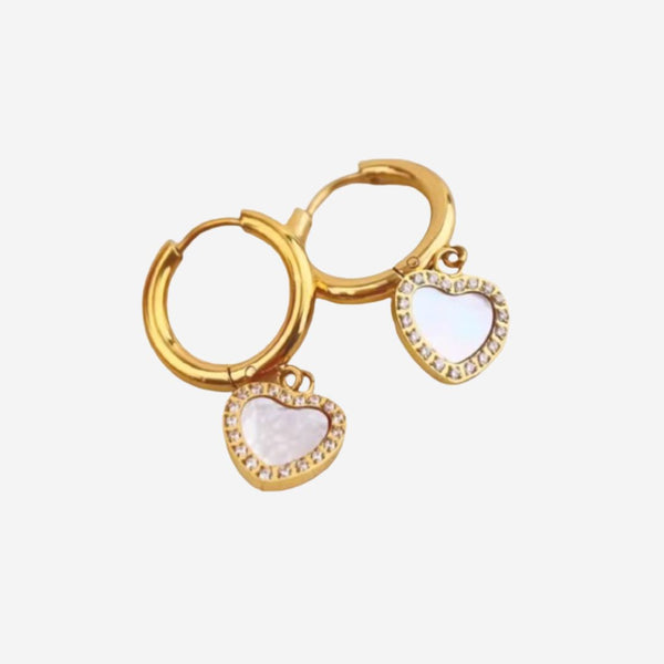 Love Frame with Cubic Zirconia Huggie Hoop Earrings