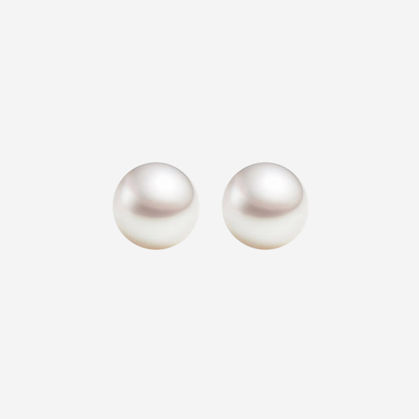 Pearl Blanche Classic White Real Pearl in Rose Gold Stud Earrings