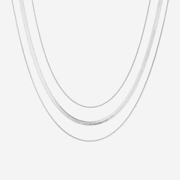 撒哈拉人字纹纯金三层链项链