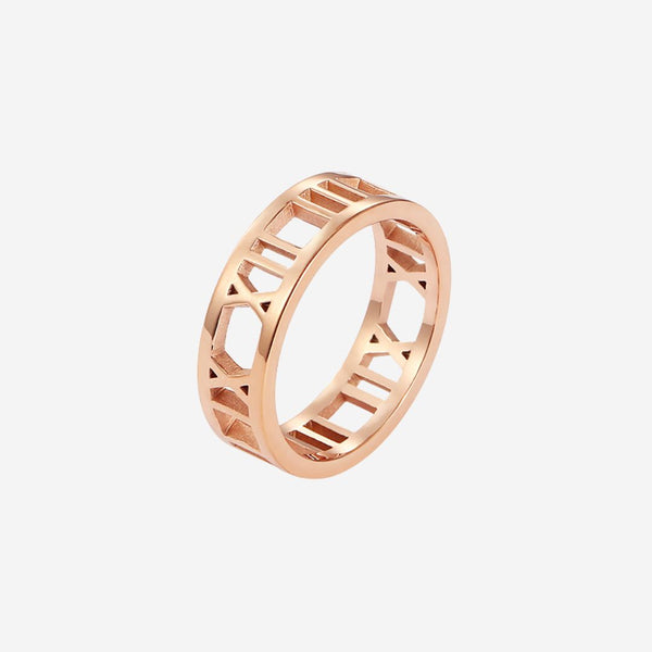 Trinity Roman Numeral Eternal Band Ring in Rose Gold