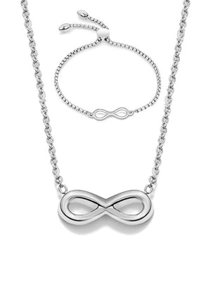 Infinity Endless Love Necklace with Bracelet Gift Bundle