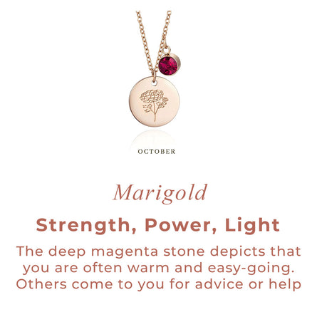 Birth Month by Flower and Color Pendant Chain Necklace in Rose Gold