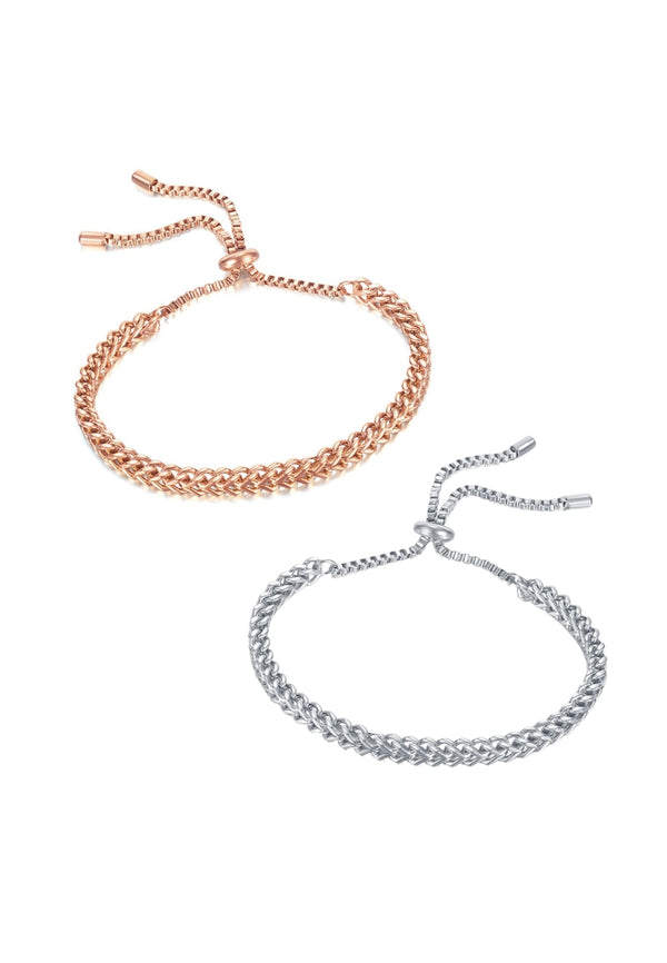 Brianna Twisted Chain Adjustable Clasp Bracelet Couple Set