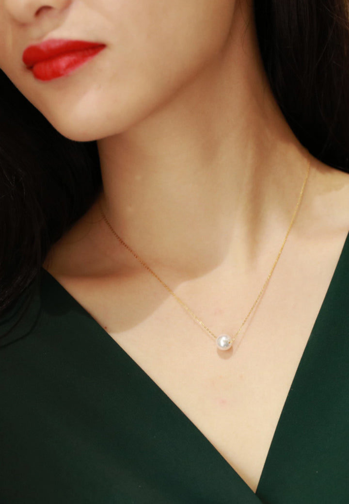 Maisie Dainty Pearl Pendant in Rose Gold Chain Necklace