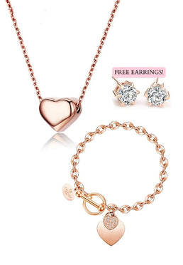 La Devotion Bracelet with Amora Love Pendant Neckace Gift Bundle (Free Elsie Earrings)