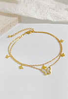 Celovis Cher Engravable Butterfly Pendant with Multi-layer Chain Anklet in Gold