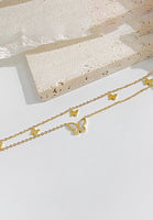 Celovis Cher Engravable Butterfly Pendant with Multi-layer Chain Anklet in Gold