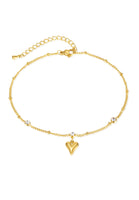 Celovis Courtney Engravable Heart Pendant with Cubic Zirconia Pendant Chain Anklet in Gold