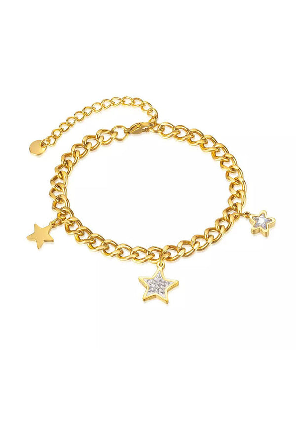 Celovis Estelle Lucky Star with Cubic Zirconia Pendant Chain Link Bracelet