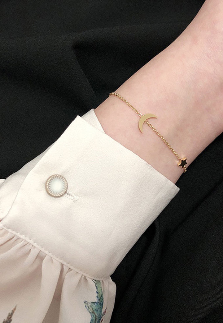 Celovis Juliette Moon & Star Pendant Chain Link Bracelet