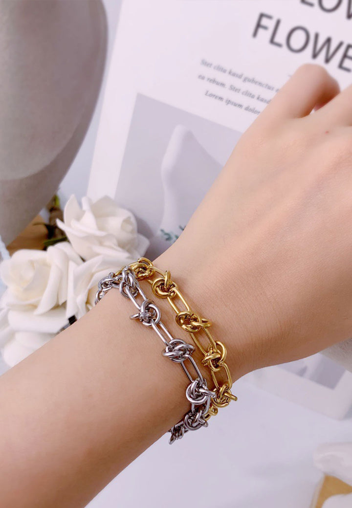 Binding Knot Link Chain Bracelet in Rose Gold