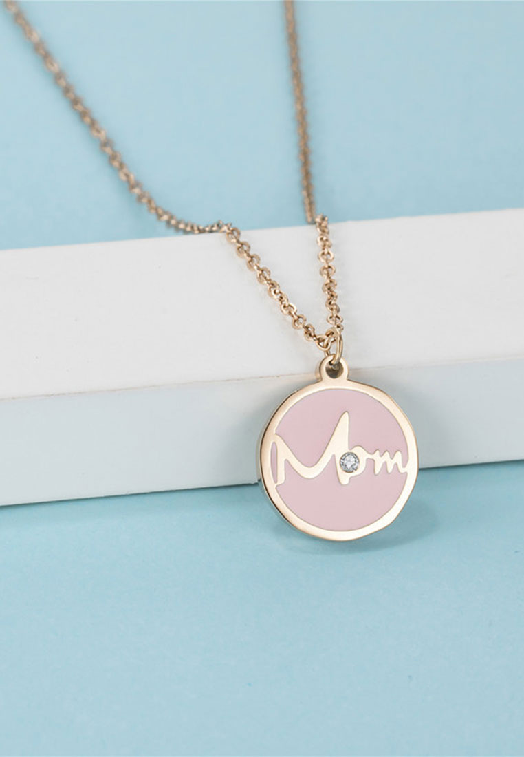 Celovis Amazing Mom Decagon Pink Pendant with 0.005 Carat Diamond Necklace