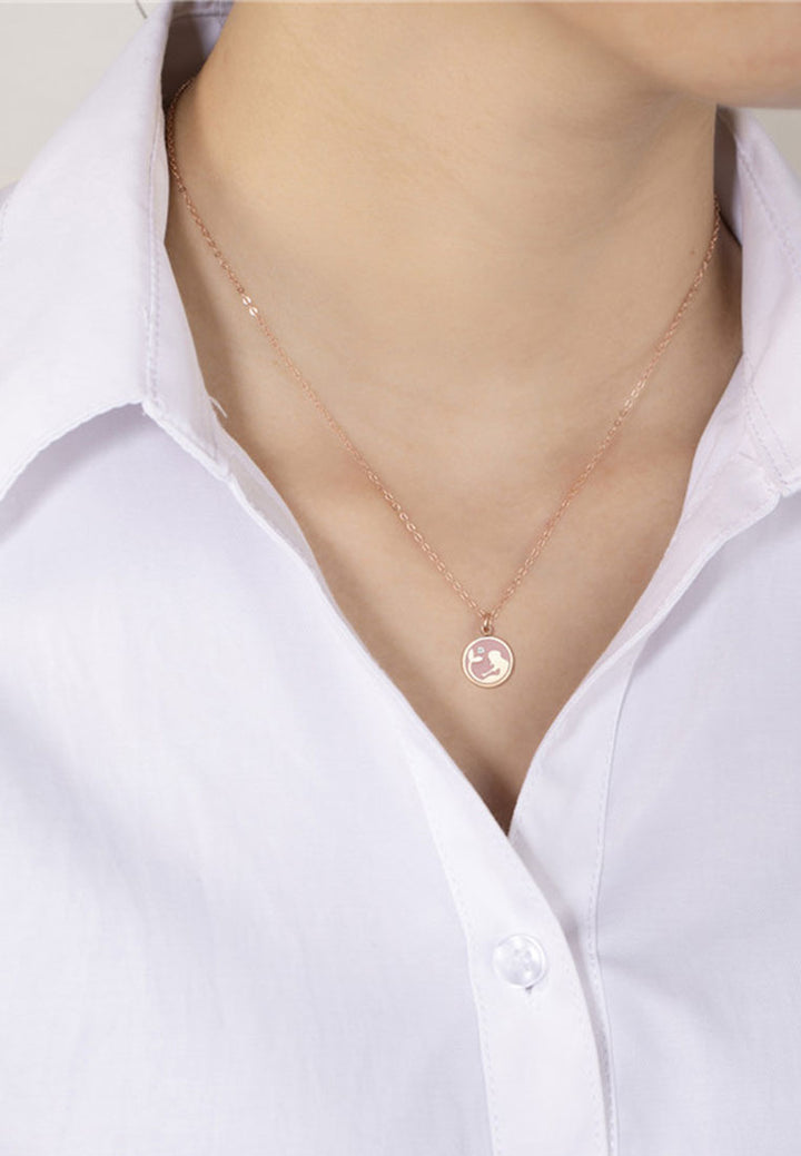 Celovis Marceline Mermaid Pink Pendant with 0.005 Carat Diamond Necklace