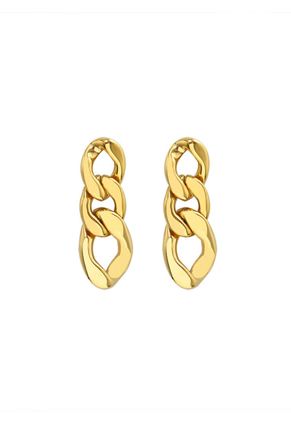 Tori Three Link Chain Drop Earring in Gold