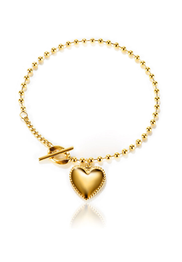 Celovis Jewellery Hana Engravable Heart Pendant with Fine Bead Chain-Link Toggle Bracelet