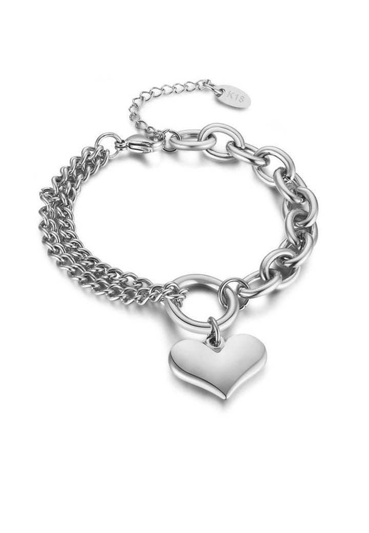 Celovis Jewellery Saint Heart Engravable Pendant on Multi Chain Link Bracelet