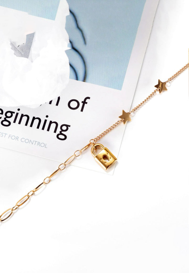 Celovis Jewellery Stardom Lock Pendant on Multi-Chain Necklace