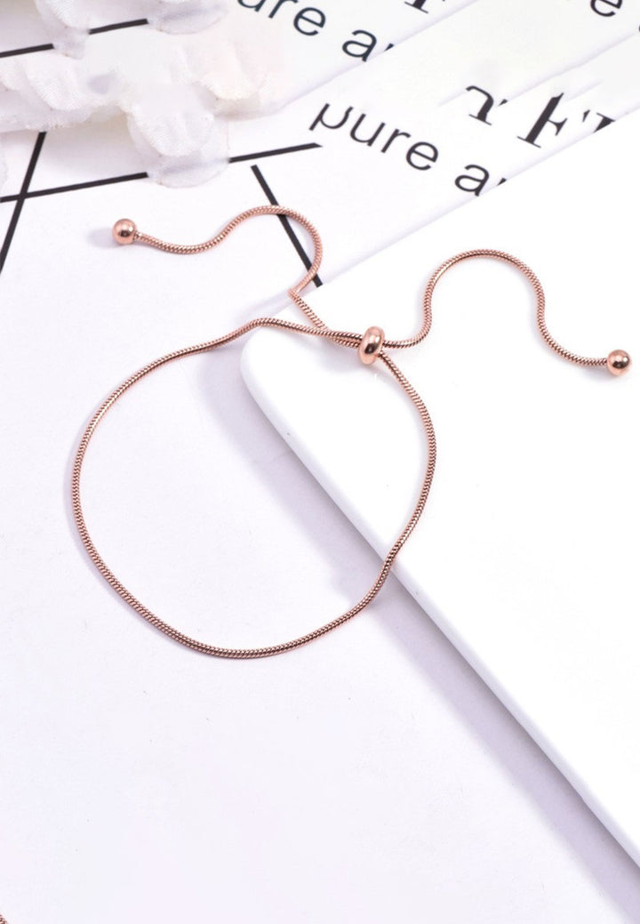 Celovis Jewellery Talia Bow Knot on Drawstring Chain with Adjustable Slider Clasp Bracelet in Rose Gold