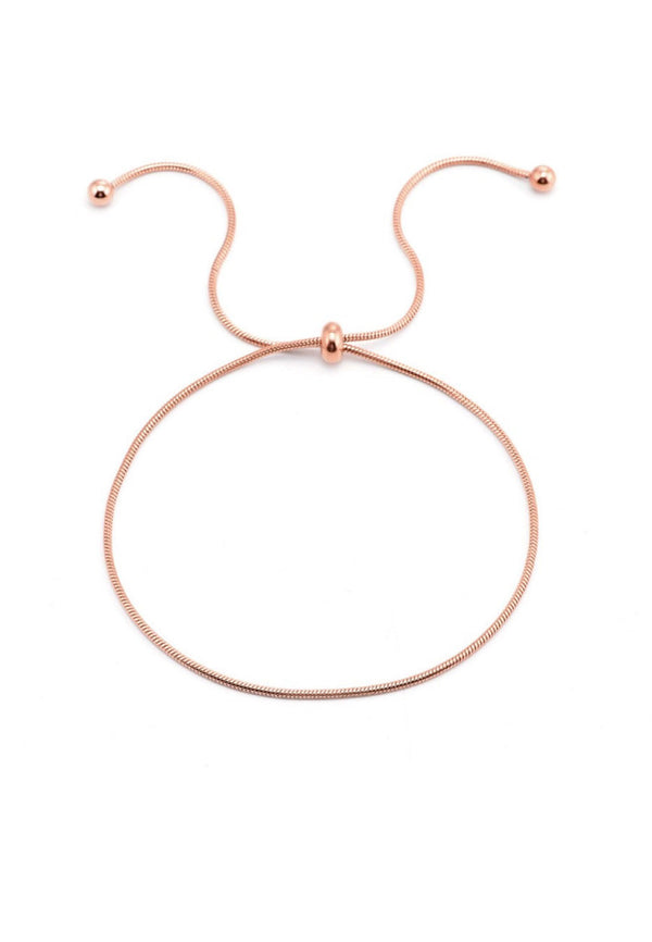 Celovis Jewellery Talia Bow Knot on Drawstring Chain with Adjustable Slider Clasp Bracelet in Rose Gold