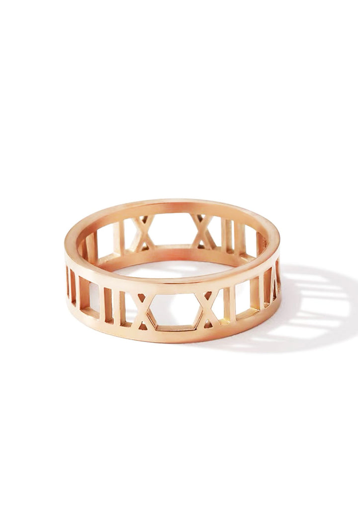 Celovis Jewellery  Trinity Roman Numeral Eternal Band Ring in Rose Gold