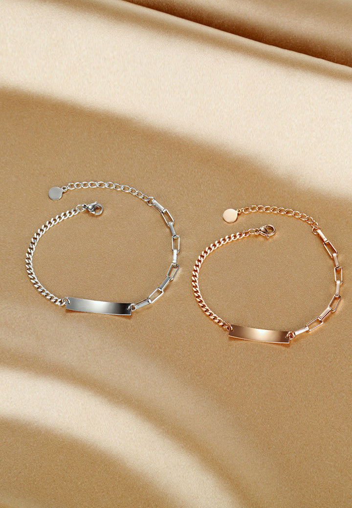 Celovis Jewellery Valor Engravable Tag Pendant Bracelet in Rose Gold