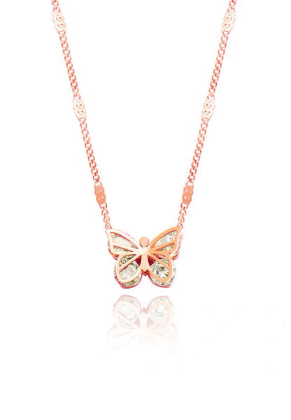 Angelette Butterfly with Zirconia Wings Pendant Chain Necklace