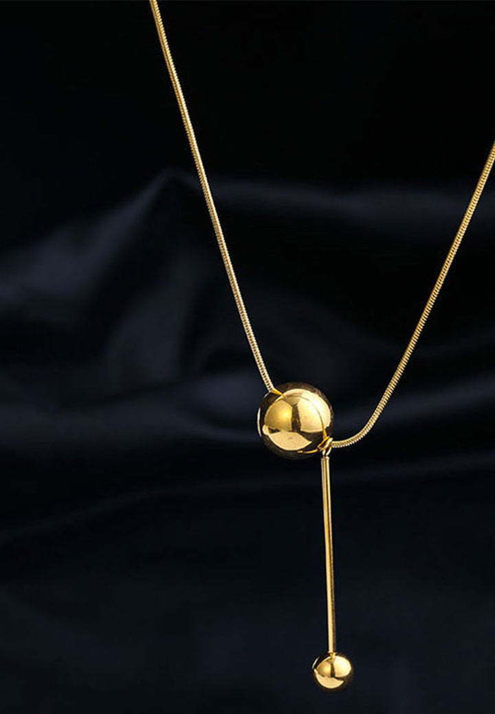 Daniella Ball Bar Drop Pendant Snake Chain Necklace