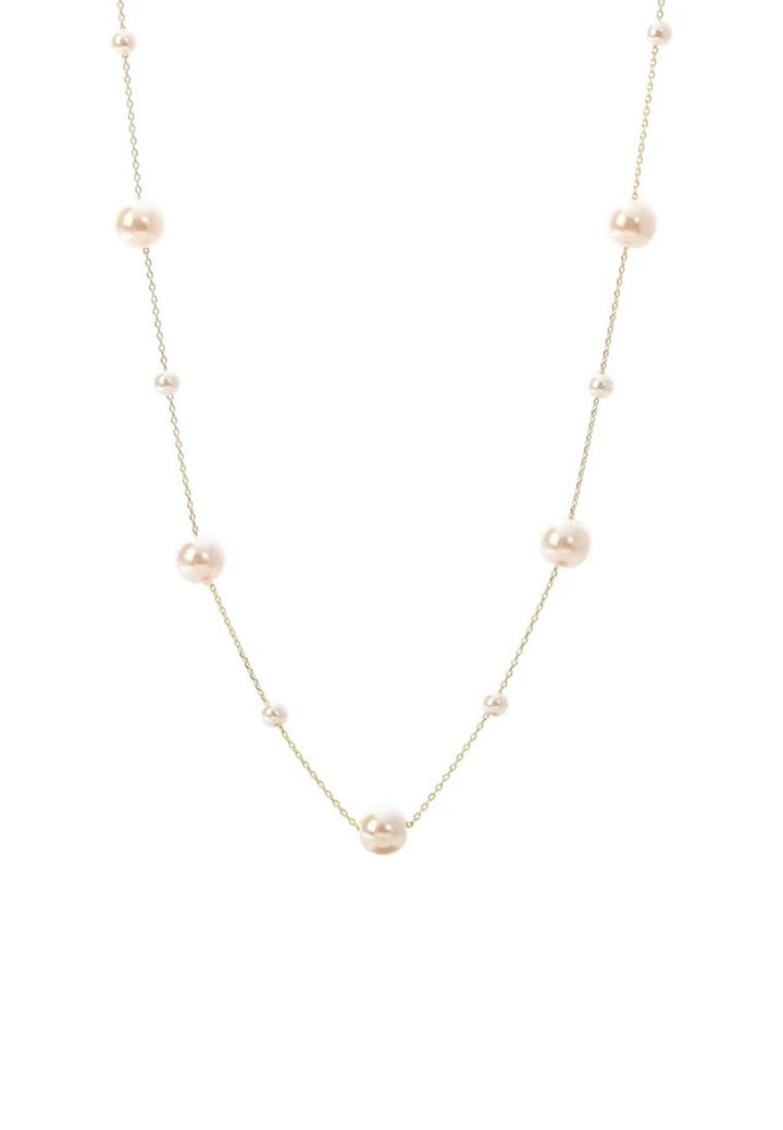 Celovis Dara Pearl White Choker Chain Necklace in Gold
