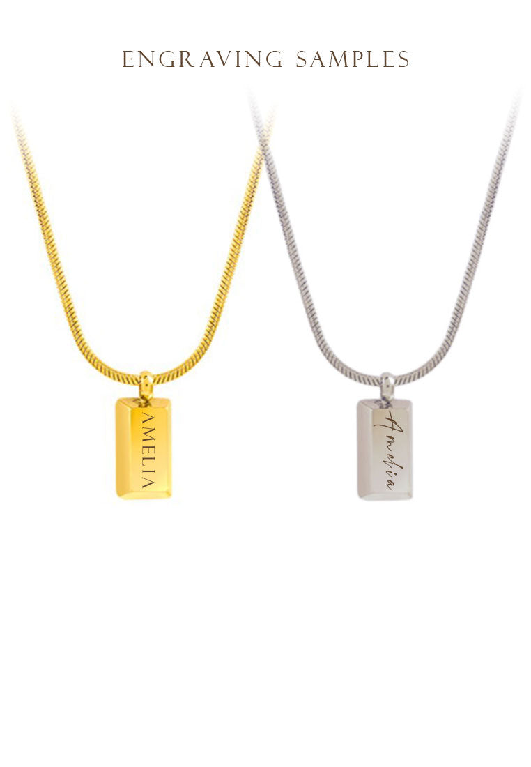 Serendipity Bar Pendant with Engravable Necklace Bundle Set (Free Gia Earrings!)