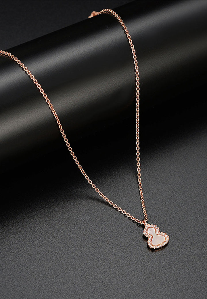 Celovis Wealthy Blessed Hulu with CZ Pendant Chain Necklace in Rose Gold