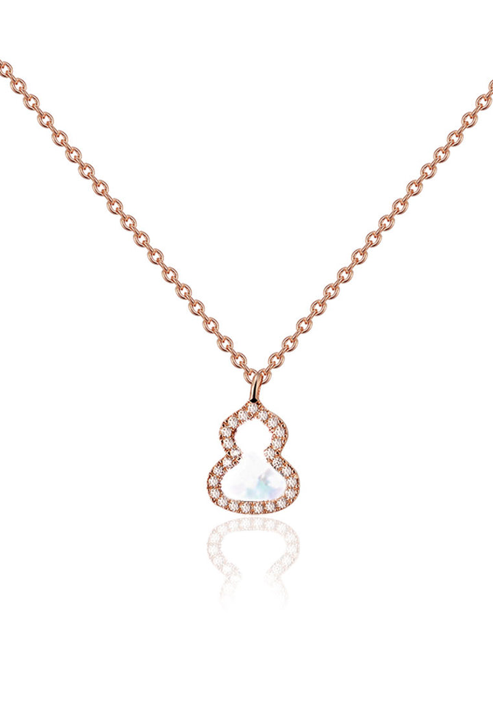 Celovis Wealthy Blessed Hulu with CZ Pendant Chain Necklace in Rose Gold