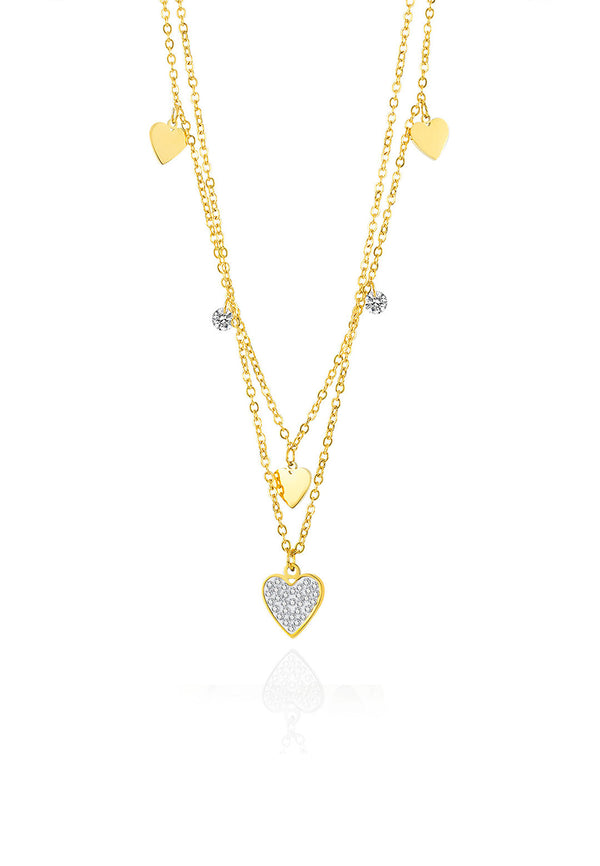 Celovis Vivienne Heart Pendant with Cubic Zirconia Layer Chain Choker Necklace