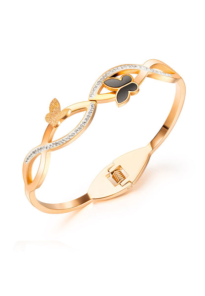 Celovis Jewellery  Yara Black Butterfly Entwined with Cubic Zirconia Cuff Bangle