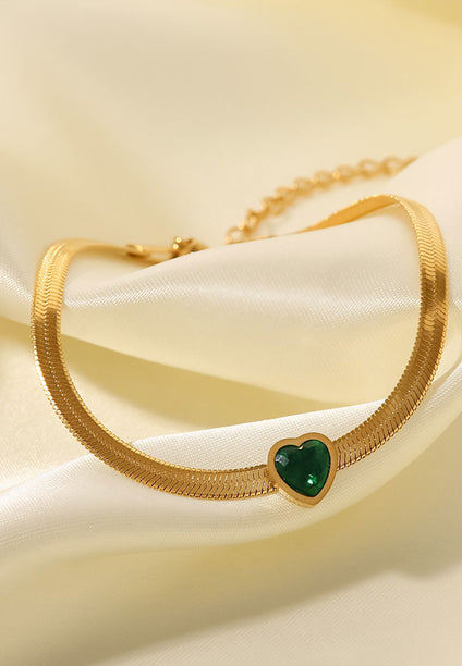 La Amour Heart Love Pendant with Cubic Zirconia Bracelet in Gold