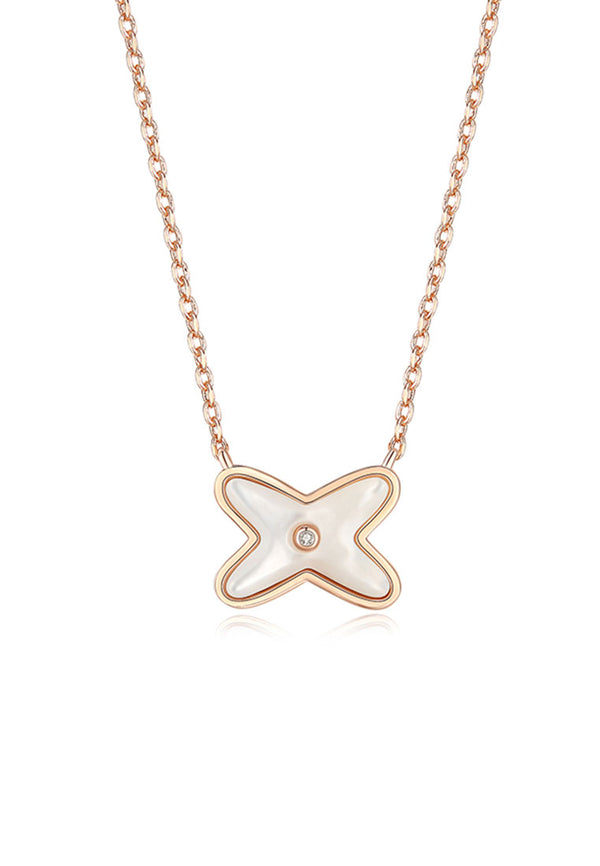 Cleef Cross Mother of Pearl Pendant Chain Necklace