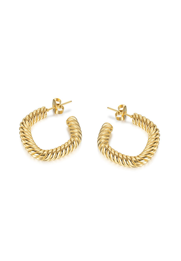 Celovis Alodie Twisted Square-Hoop with Stud Drop Earrings in Gold
