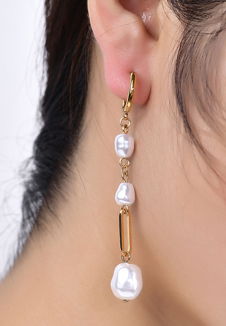 Celovis Lisette Baroque Pearl with Long Chain Dangle Drop Earrings
