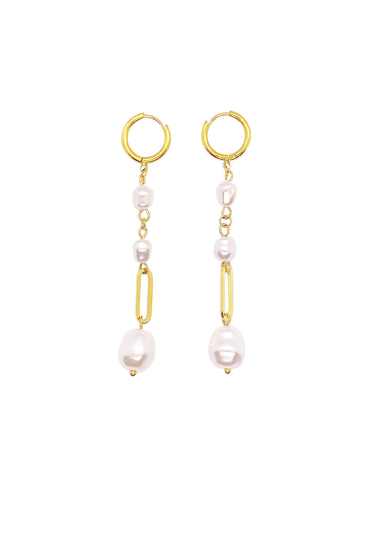Celovis Lisette Baroque Pearl with Long Chain Dangle Drop Earrings