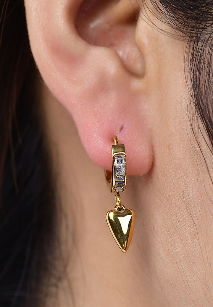 Celovis Violette Heart Pendant with Cubic Zirconia Hoop Drop Earrings