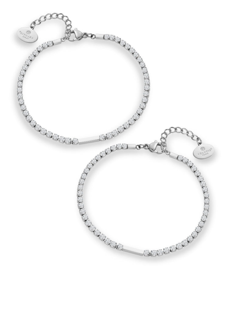 Celovis Maison Sparkling CZ Tennis Bracelet Friendship Set