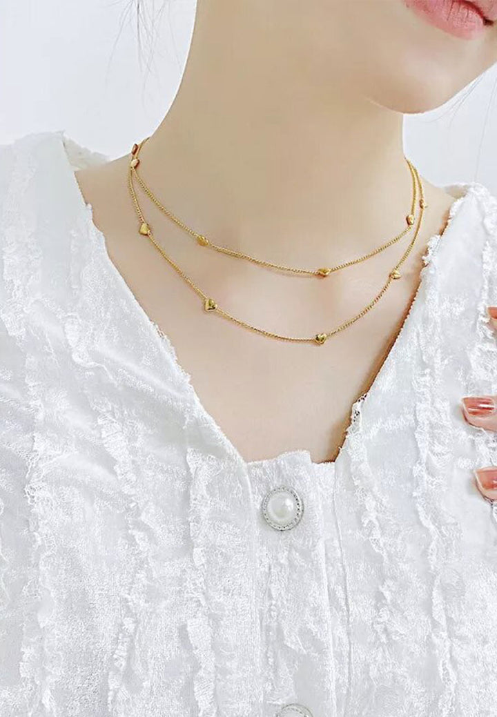 Celovis Aimer Love Heart Pendant on Multi-Layer Link Chain Necklace
