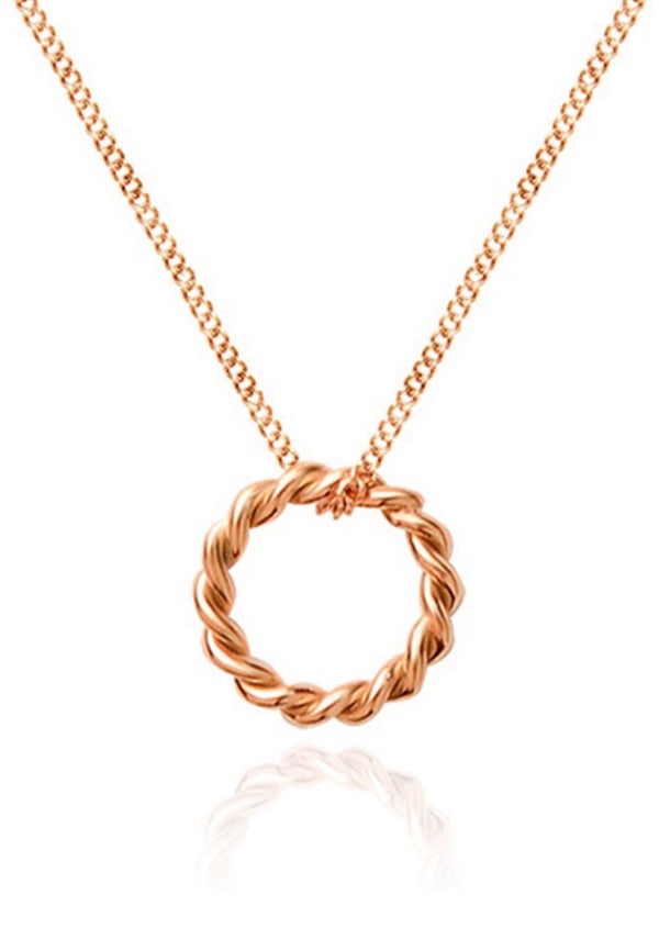 Celovis Edith Twisted Spiral Ring Pendant Chain Necklace in Rose Gold