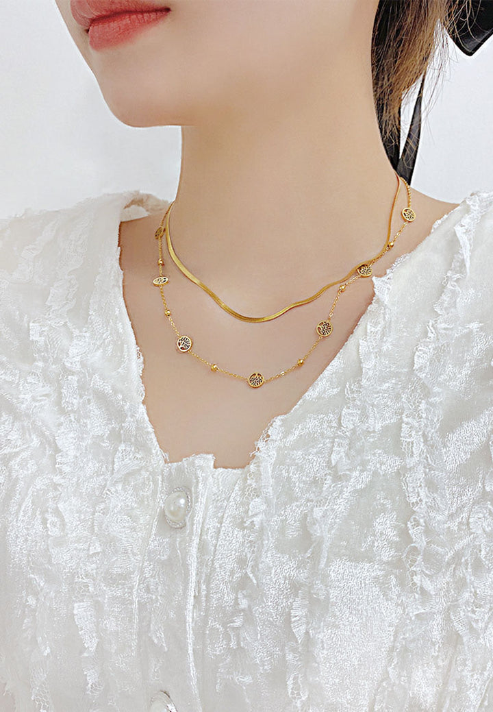 Celovis Ella Family Tree Pendant on Multi-Layer Link Chain Necklace