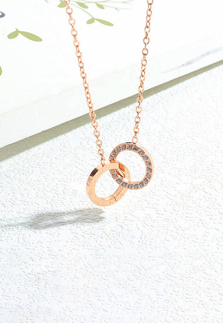 Celovis Jewellery Galadriel Double Hoop Interlocking Pendant with Chain Necklace