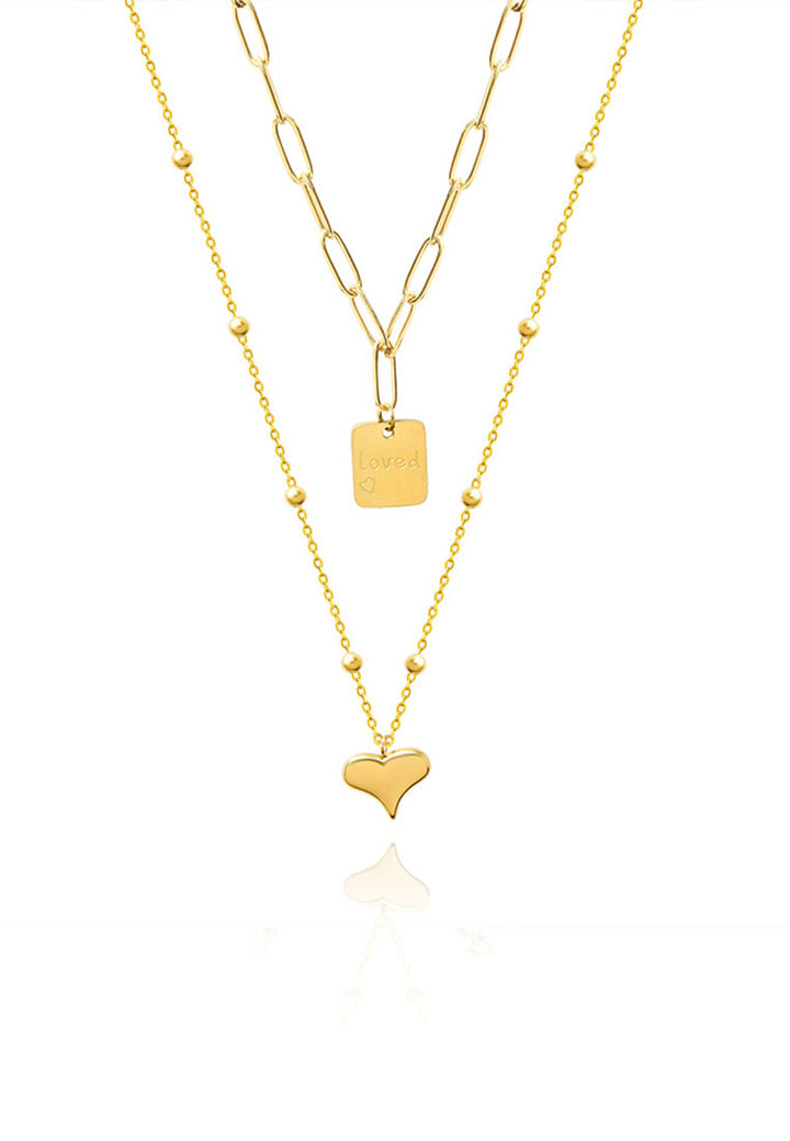 Celovis Karine Love with Engravable Rectangular Pendant on Beads & Bar Chain Necklace
