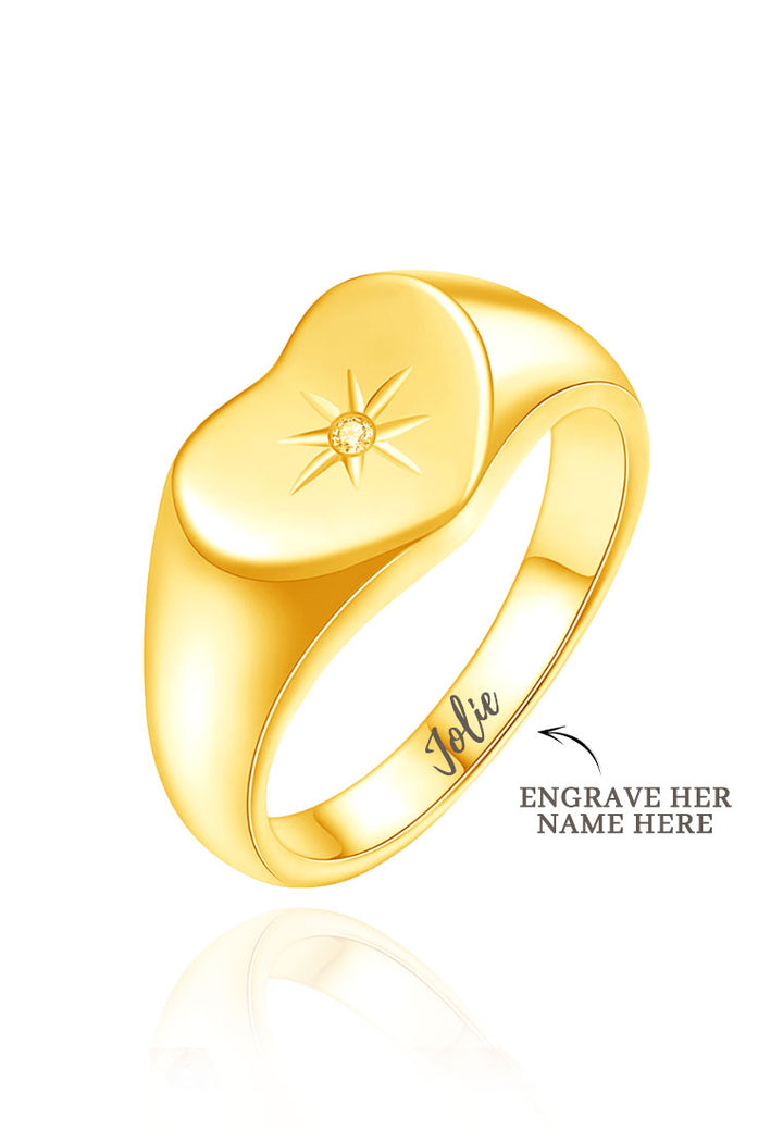 Celovis Jolie Star Cubic Zirconia Band Eternal Ring in Gold