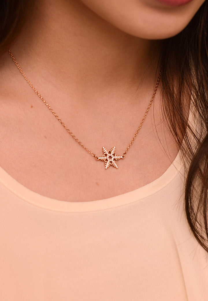 Celovis Christmas Collection - Stellar Snow Crystal Necklace in Rose Gold