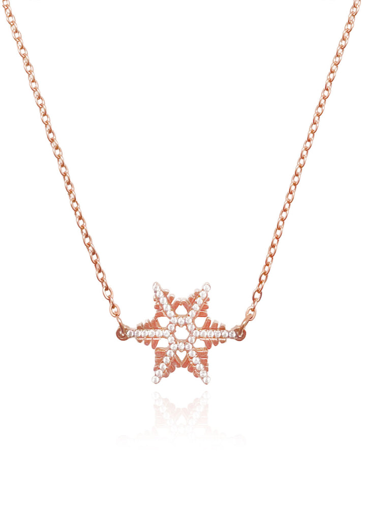 Celovis Christmas Collection - Stellar Snow Crystal Necklace in Rose Gold